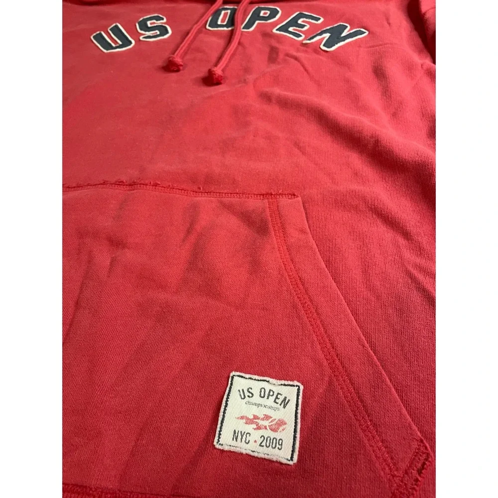 VTG Banner47 US Open‎ 2009 NYC Tennis Hoodie Mens XXL Red Cotton Sweatshirt - Picture 3 of 12
